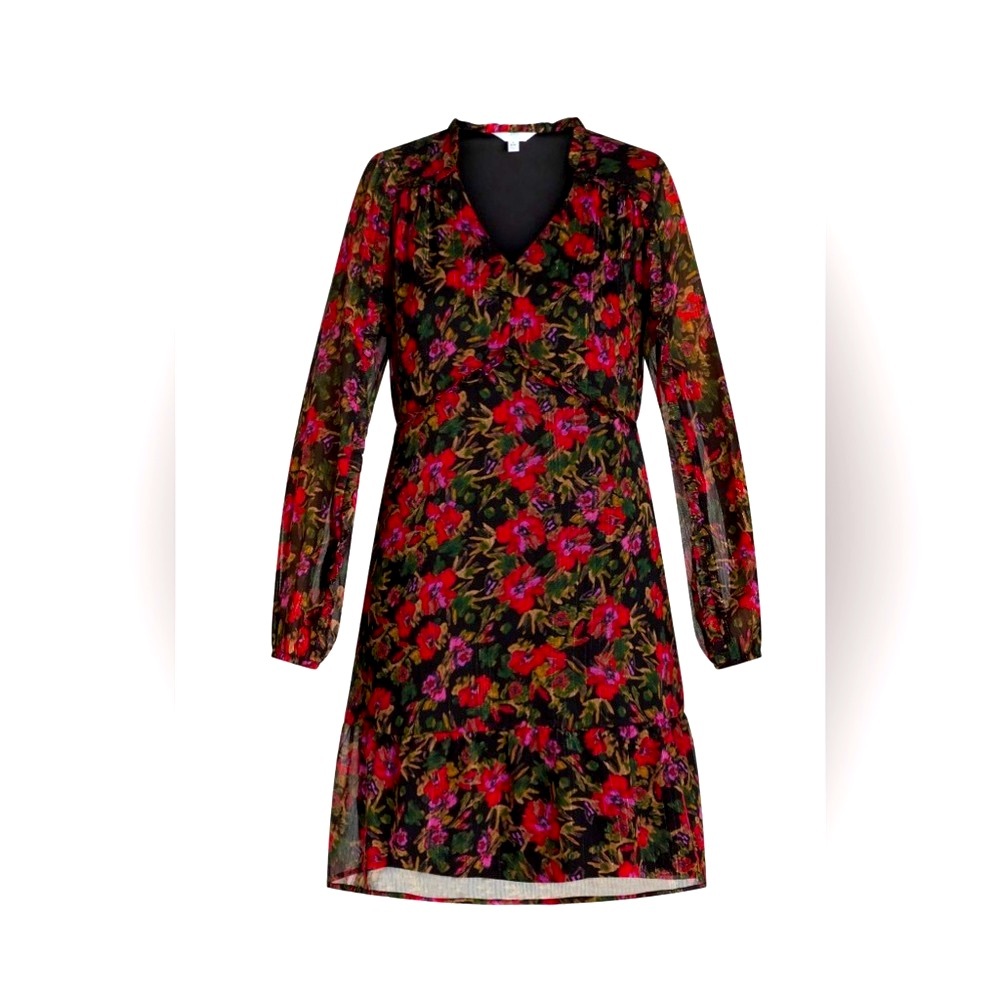Floral Black and Red Women's Dress